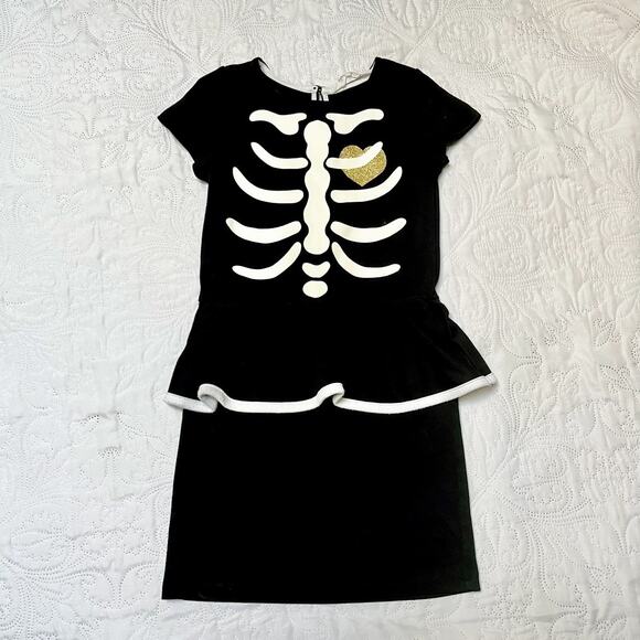 H&M Skeleton Halloween Peplum Dress Size 4-6 - Picture 2 of 6